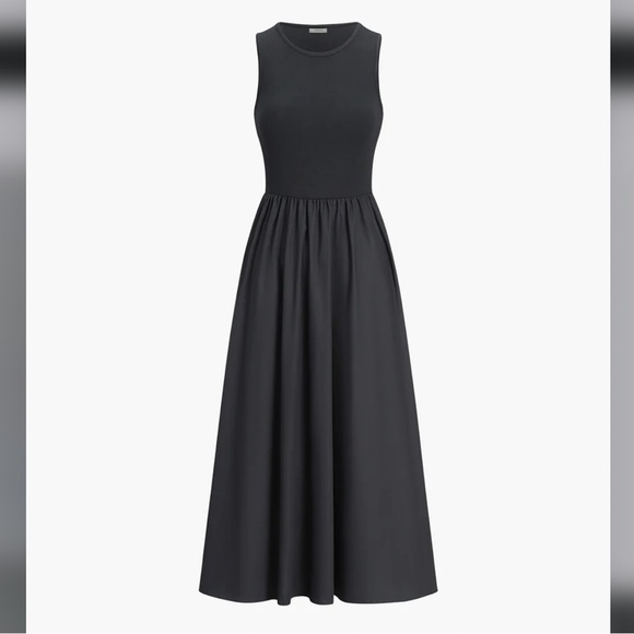 Commense Women's Leisure Crew Neck Maxi Dress Casual Sleeveless Black Sz XL - Picture 4 of 15